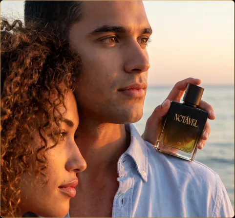 Mulher sentindo o perfume de um homem