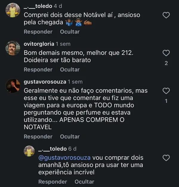 Comentário de cliente sobre o Notável