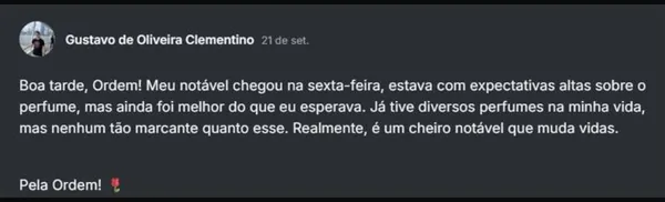 Comentário de cliente sobre o Notável