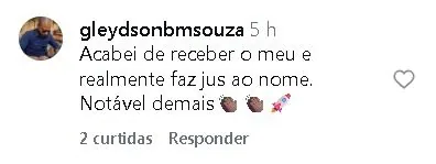 Comentário de cliente sobre o Notável